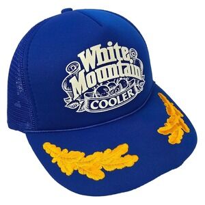 White Mountain Cooler Hat Snapback Trucker Rope Cap Blue Vintage 80s Beer Promo